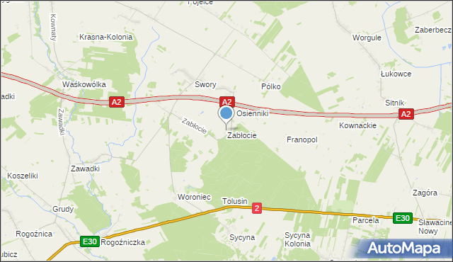 mapa Zabłocie, Zabłocie gmina Biała Podlaska na mapie Targeo